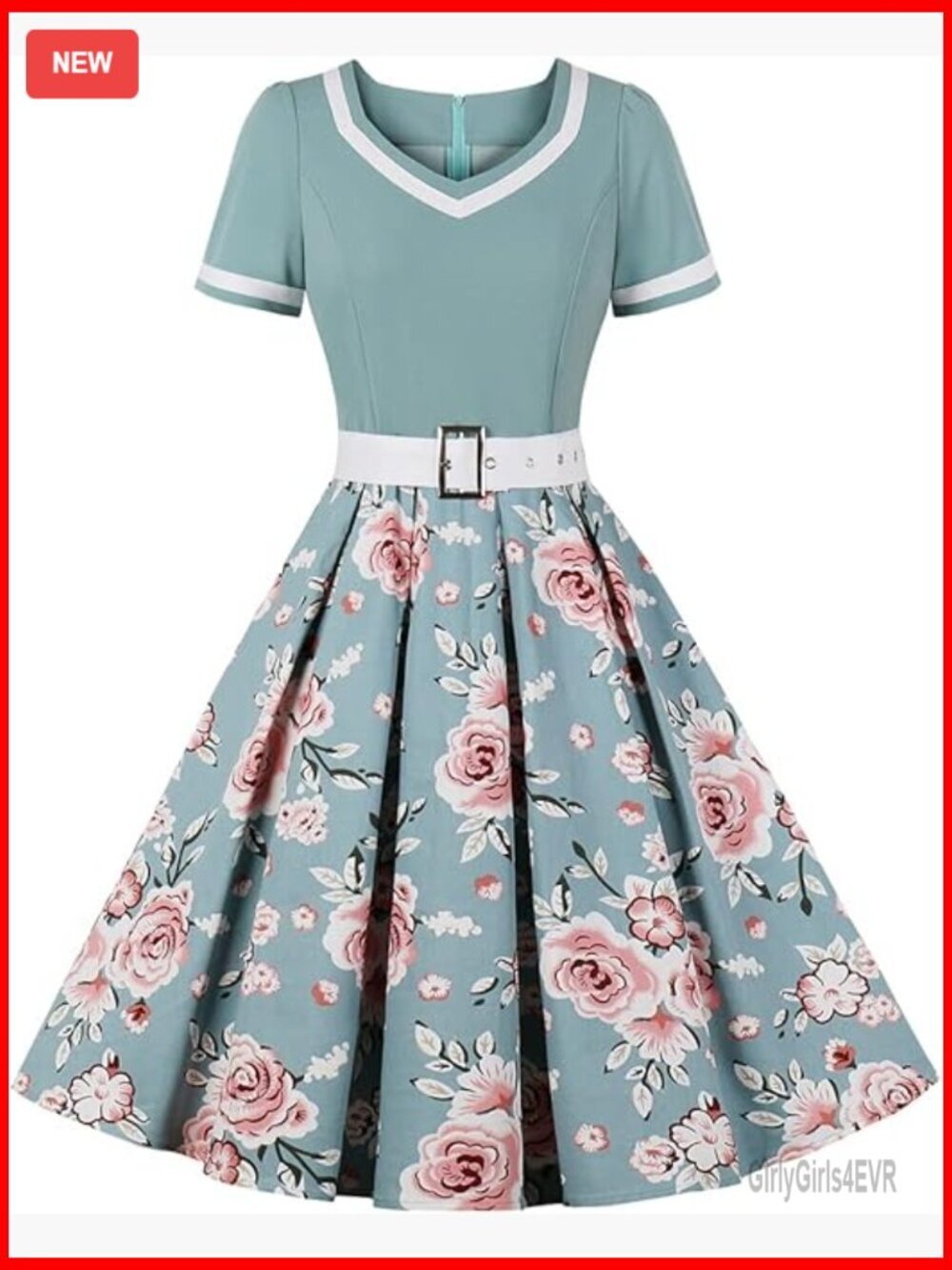 Vintage Peter Pan Collar Swing A-Line Midi Dress Short Sleeve